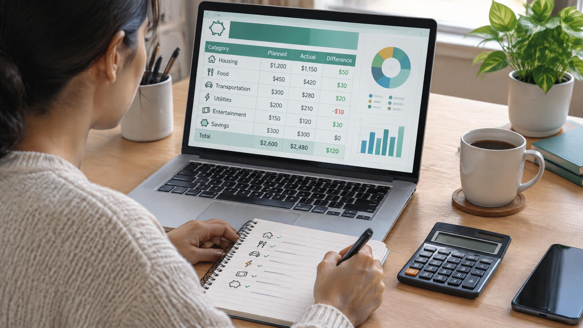 person creating personal budget